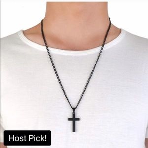 Black Cross Pendant Necklace
